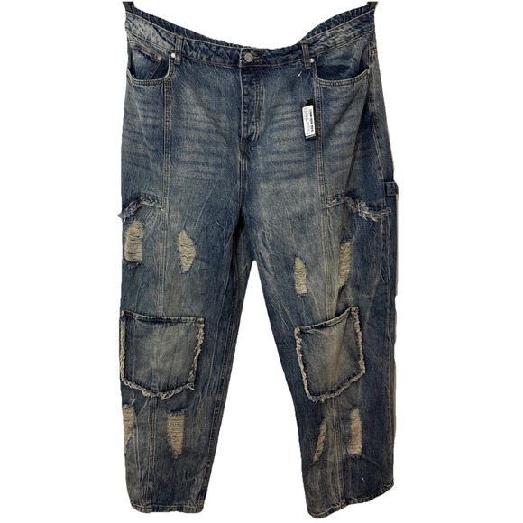 Boohoo Other - NWT boohooMAN Jeans Sz 46 Button Fly Plus Relaxed Rigid Ripped Carpenter Cargo